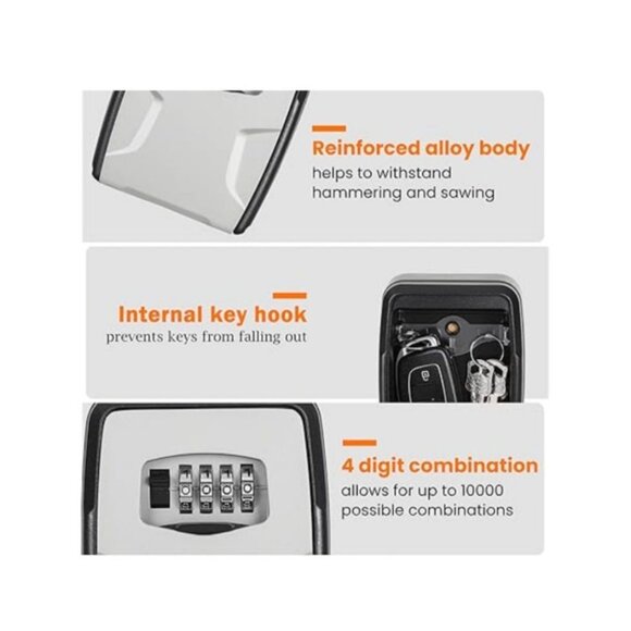 Fayleeko Wall-Mounted Key Lock Box 5 Key Capacity  Waterproof w Protective Cover - Picture 7 of 8
